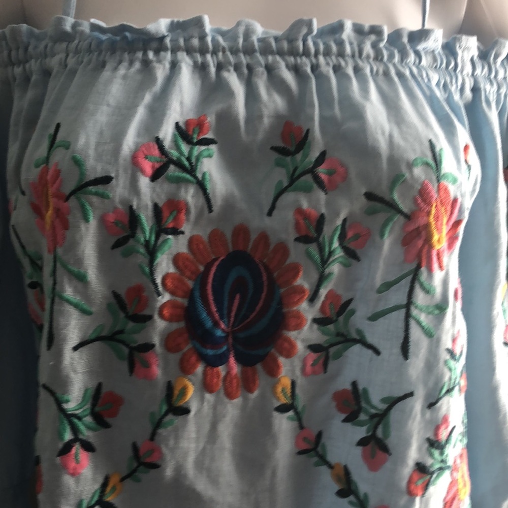 Philosophy blue with embroidery linen dress